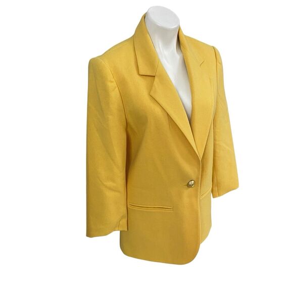 Savannah Blazer Womens 8P Jacket Yellow Wool VTG Career Professional Work Office - Picture 9 of 14